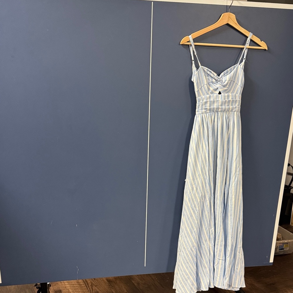 Altered State Blue and White Striped Maxi Dress